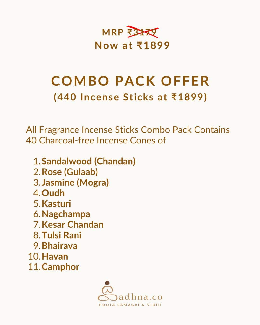 11 - in - 1 Bambooless Incense Combo - Sadhna.co