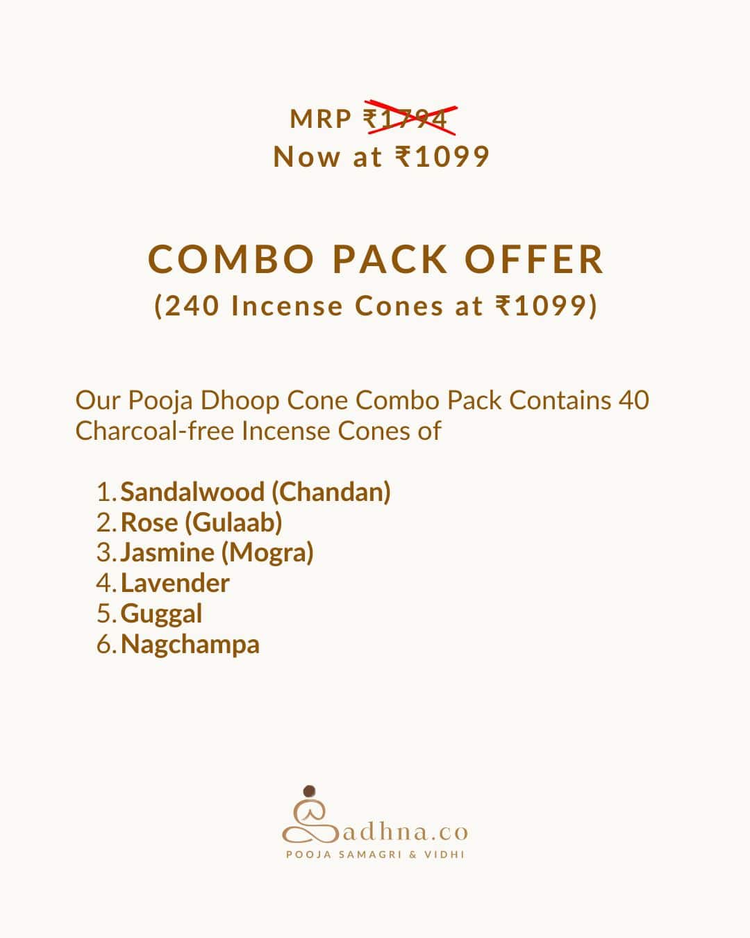 6 - in - 1 Dhoop Cone Combo - Sadhna.co
