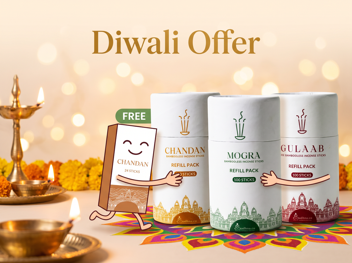 Diwali offer: a smiling Chandan trial pack, marked free, hugs three refill packs